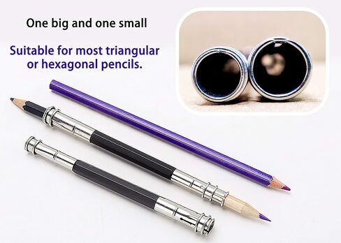 inheming 12 Pcs Pencil Extender for Artists, Colored Pencils Extender Art Pencil Lengthener, Adjustable Dual Metal Head Pencil Extension Holder for School, Office, Writing, Sketch, Drawing Pencil in Saudi Arabia
