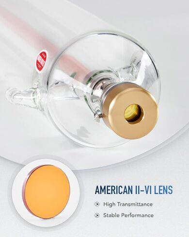 أنبوب ليزر ثاني أكسيد الكربون 80 وات من OMTech لآلة النقش والقطع بالليزر، أنبوب قطع ليزر بقطر 1250 مم 80 مم مع رأس معدني 10000 ساعة MTTF، أنبوب بديل لآلة النقش بالليزر للحجر الأكريليك الخشبي in Kuwait