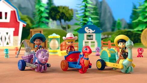 Dino Ranch Vehicle - Features Pull Back 5" Dino Blitz Chariot & 3" Dino Rancher Jon - Three Styles to Collect - Toys for Kids Featuring Your Favorite Pre-Westoric Ranchers in Saudi Arabia