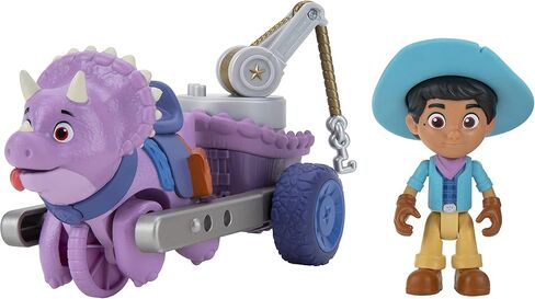 Dino Ranch Vehicle - Features Pull Back 5" Dino Blitz Chariot & 3" Dino Rancher Jon - Three Styles to Collect - Toys for Kids Featuring Your Favorite Pre-Westoric Ranchers in Saudi Arabia