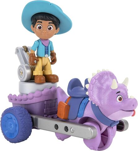 Dino Ranch Vehicle - Features Pull Back 5" Dino Blitz Chariot & 3" Dino Rancher Jon - Three Styles to Collect - Toys for Kids Featuring Your Favorite Pre-Westoric Ranchers in Saudi Arabia
