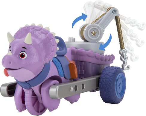 Dino Ranch Vehicle - Features Pull Back 5" Dino Blitz Chariot & 3" Dino Rancher Jon - Three Styles to Collect - Toys for Kids Featuring Your Favorite Pre-Westoric Ranchers in Saudi Arabia