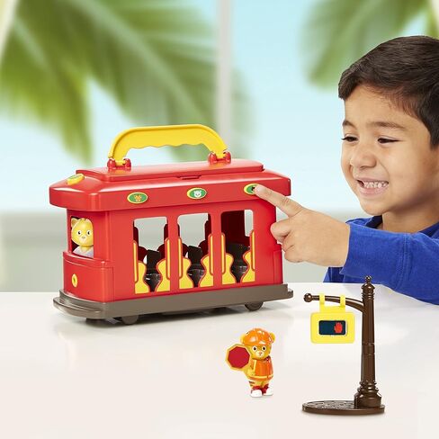 Daniel Tiger's Neighborhood Deluxe Electronic Trolley Vehicle with 2 Songs, 12 Phrases, Sounds & Light! Daniel & Mom Tiger Figures Included, For Ages 3+ in Kuwait