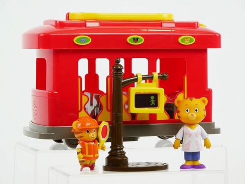 Daniel Tiger's Neighborhood Deluxe Electronic Trolley Vehicle with 2 Songs, 12 Phrases, Sounds & Light! Daniel & Mom Tiger Figures Included, For Ages 3+ in Kuwait