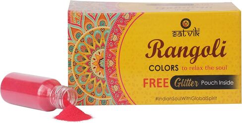SATVIK 10 Shades of Rangoli Colors More Quantity Easy to Store Glitter Rangoli Colours Kit (No GULAL) Festival/Festive Multi Colors Powder Art Crafts Painting, Diwali Housewarming Return Gifts Items in Saudi Arabia