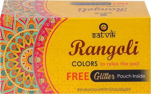 SATVIK 10 Shades of Rangoli Colors More Quantity Easy to Store Glitter Rangoli Colours Kit (No GULAL) Festival/Festive Multi Colors Powder Art Crafts Painting, Diwali Housewarming Return Gifts Items in Saudi Arabia