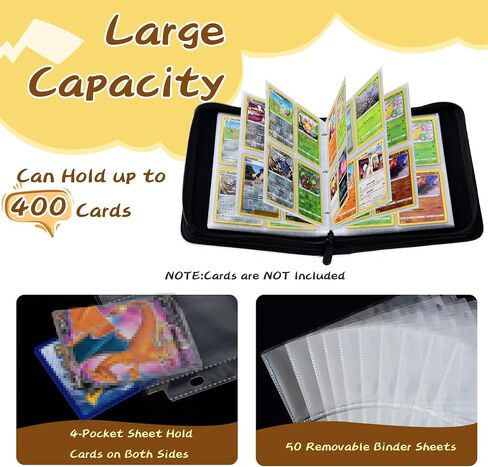 حافظة بطاقات التداول Zettokete ذات 4 جيوب متوافقة مع PTCG MTG Yugioh، ألبوم بطاقات البيسبول يحمل 400 بطاقة مع 50 غلافًا قابلاً للإزالة، مجموعة أدوات تحميل علوية ثلاثية الحلقات (أرجواني وأبيض) in Kuwait