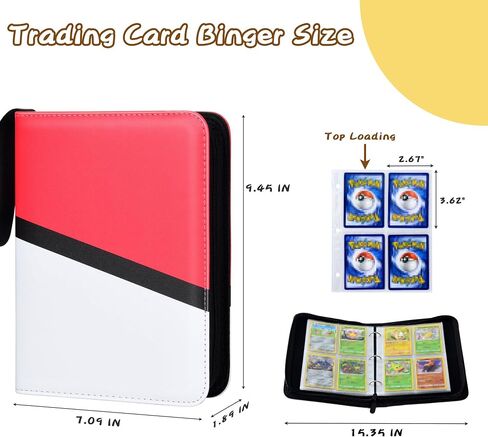 حافظة بطاقات التداول Zettokete ذات 4 جيوب متوافقة مع PTCG MTG Yugioh، ألبوم بطاقات البيسبول يحمل 400 بطاقة مع 50 غلافًا قابلاً للإزالة، مجموعة أدوات تحميل علوية ثلاثية الحلقات (أرجواني وأبيض) in Kuwait