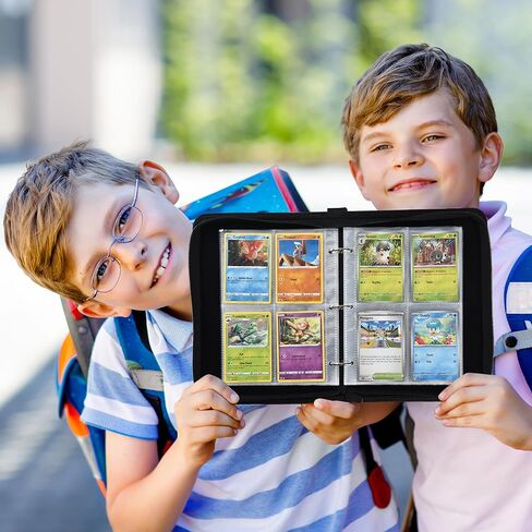 حافظة بطاقات التداول Zettokete ذات 4 جيوب متوافقة مع PTCG MTG Yugioh، ألبوم بطاقات البيسبول يحمل 400 بطاقة مع 50 غلافًا قابلاً للإزالة، مجموعة أدوات تحميل علوية ثلاثية الحلقات (أرجواني وأبيض) in Kuwait