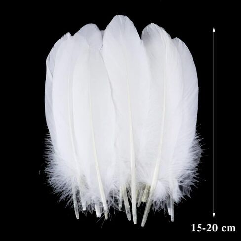 100 قطعة 6-9 بوصة ريش أبيض ريش الإوز الطبيعي ريش الإوز ريش المنزل الزفاف عيد الميلاد حزب ديكور كبير ريش الإوز diy اكسسوارات الحرف الزفاف المنزل حزب الديكور in Kuwait