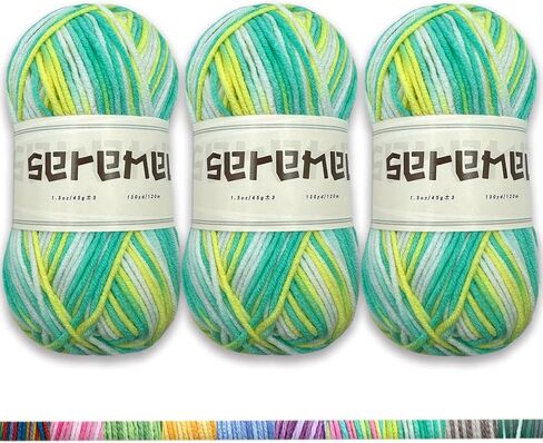 3 Pcs Pack with 5-Ply Acrylic Yarn, 3 Balls of 4.8Oz/135g Soft 3mm Medium Thick Colorful Yarn for Crocheting Knitting, 260 Yds/240m Crochet Blanket、Braids/DIY (Blue) in Kuwait
