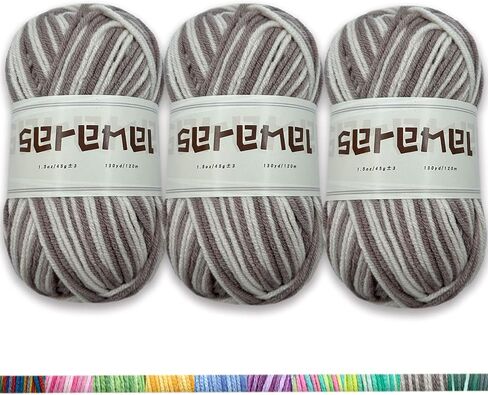 3 Pcs Pack with 5-Ply Acrylic Yarn, 3 Balls of 4.8Oz/135g Soft 3mm Medium Thick Colorful Yarn for Crocheting Knitting, 260 Yds/240m Crochet Blanket、Braids/DIY (Blue) in Kuwait