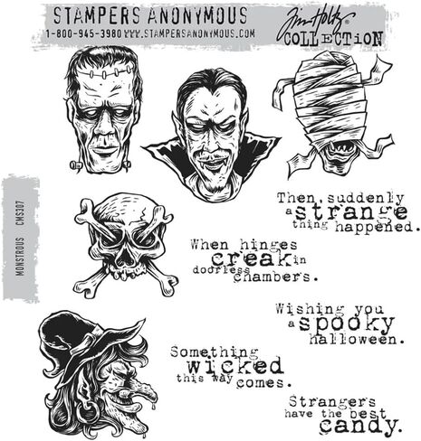 Stampers Anonymous CMS307 Tim Holtz Cling Stamps 7"X8.5"-Monstrous in Saudi Arabia