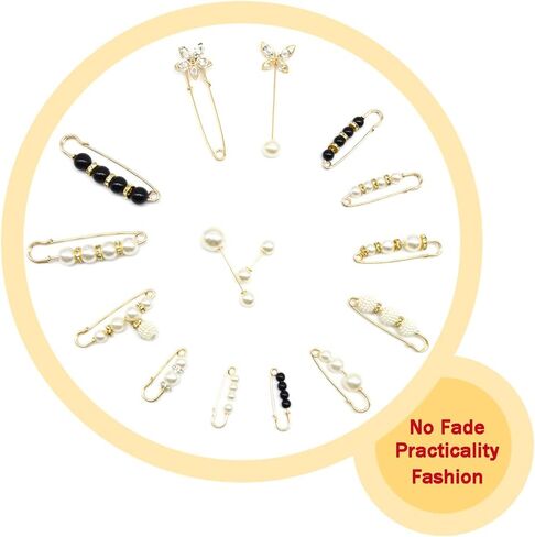 يوساوا فو اللؤلؤ بروش دبابيس سترة شال العنق دبوس الأمان in Kuwait