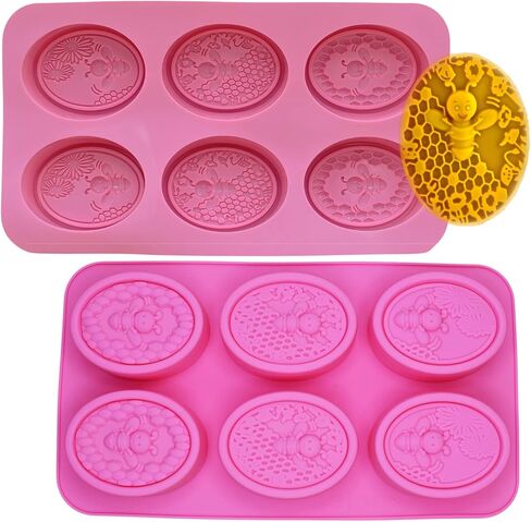 قالب سيليكون على شكل خلية النحل للصابون المضغوط على البارد، قالب بيضاوي منزلي الصنع لصنع كرات الاستحمام الفوارة المصنوعة من الراتنج والشوكولاتة والحلوى والشمع وشمع العسل وحليب الماعز، 2 قالب in Kuwait