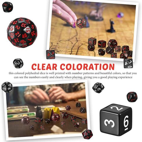 30 Pieces Polyhedral Dice Set 100 Sides Dice Set D3-D100 Spherical Dice in Opaque Black for Role Playing Table Games Party Supplies in Kuwait