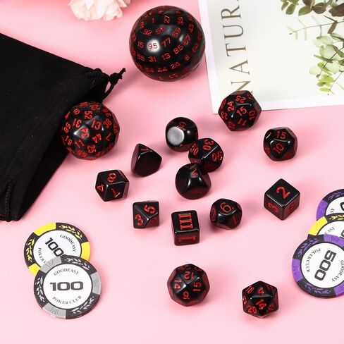 30 Pieces Polyhedral Dice Set 100 Sides Dice Set D3-D100 Spherical Dice in Opaque Black for Role Playing Table Games Party Supplies in Kuwait