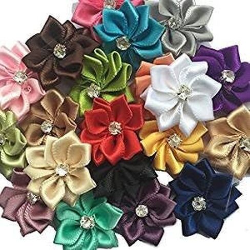 Chenkou Craft الأحمر 40 قطعة 28 مللي متر (1 1/8 ") الشريط الزهور الانحناء حجر الراين حلية الزفاف يزين in Kuwait