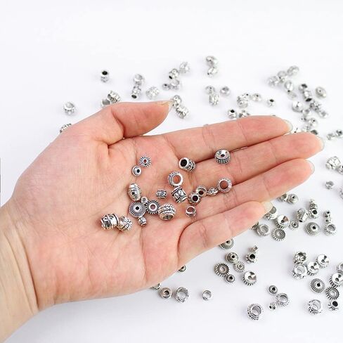 LolliBeads (TM) 10 مللي متر 40 قطعة من الفضة التبتية فاصل مجوف دائري خرز تميمة النتائج مجوهرات مزيج مجموعة صناديق متنوعة in Kuwait