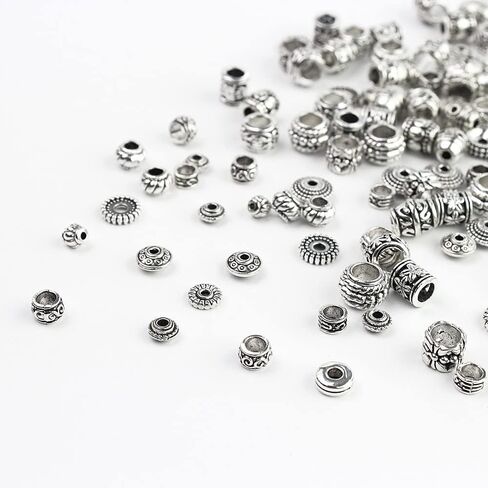 LolliBeads (TM) 10 مللي متر 40 قطعة من الفضة التبتية فاصل مجوف دائري خرز تميمة النتائج مجوهرات مزيج مجموعة صناديق متنوعة in Kuwait