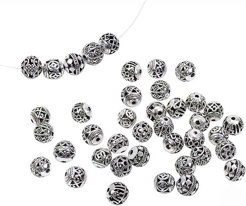 LolliBeads (TM) 10 مللي متر 40 قطعة من الفضة التبتية فاصل مجوف دائري خرز تميمة النتائج مجوهرات مزيج مجموعة صناديق متنوعة in Kuwait