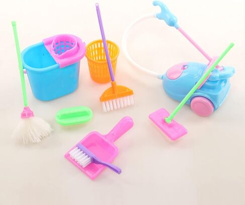 ملابس وأحذية دمية ميونانا لدمية فتاة تشيلسي، لوازم تنظيف بيت الدمى الصغيرة 16 قطعة لدمية فتاة تشيلسي 4-6 بوصة، ملابس وإكسسوارات الدمى، أثاث بيت الدمى، أدوات تنظيف المنزل in Kuwait