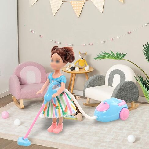 ملابس وأحذية دمية ميونانا لدمية فتاة تشيلسي، لوازم تنظيف بيت الدمى الصغيرة 16 قطعة لدمية فتاة تشيلسي 4-6 بوصة، ملابس وإكسسوارات الدمى، أثاث بيت الدمى، أدوات تنظيف المنزل in Kuwait