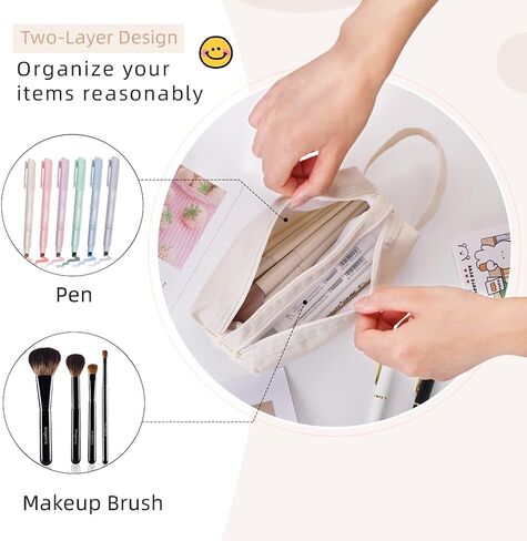 حافظة أقلام محمولة من iSuperb ذات سعة كبيرة وسحاب مزدوج منظم لتخزين حقيبة القلم وحقائب مستحضرات التجميل للنساء في المكتب in Kuwait