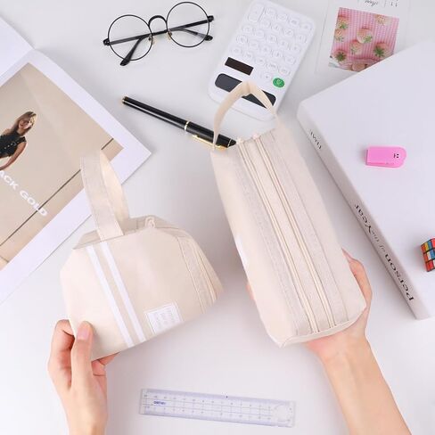 حافظة أقلام محمولة من iSuperb ذات سعة كبيرة وسحاب مزدوج منظم لتخزين حقيبة القلم وحقائب مستحضرات التجميل للنساء في المكتب in Kuwait