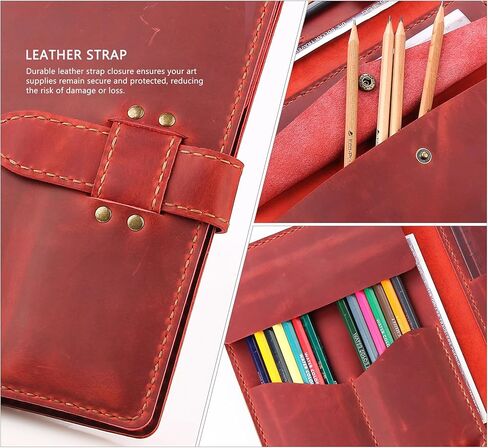 Robrasim Leather Pencil Case Pouch, Handmade Artist Draw Pen Case Roll, Rustic Leather Painting Brush Case and Tool Organizer, Coffee in Saudi Arabia