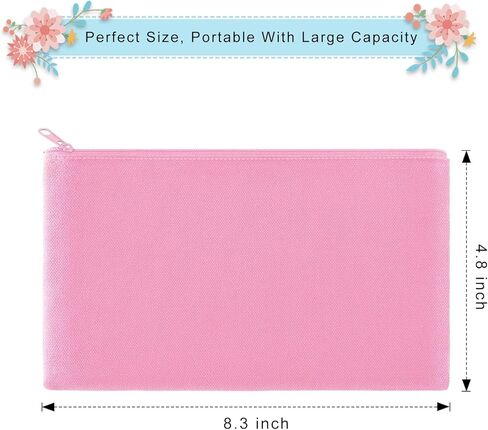 JUZNU 12 Pack Canvas Pencil Pouch, Multipurpose Blank Cotton DIY Craft Zipper Bag for Makeup Travel Stationary Storage with 12 Handmade Colorful Tassels in Kuwait