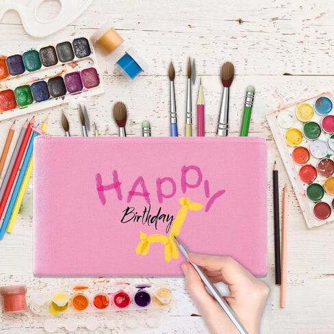 JUZNU 12 Pack Canvas Pencil Pouch, Multipurpose Blank Cotton DIY Craft Zipper Bag for Makeup Travel Stationary Storage with 12 Handmade Colorful Tassels in Kuwait