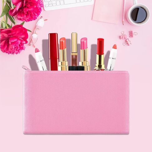 JUZNU 12 Pack Canvas Pencil Pouch, Multipurpose Blank Cotton DIY Craft Zipper Bag for Makeup Travel Stationary Storage with 12 Handmade Colorful Tassels in Kuwait