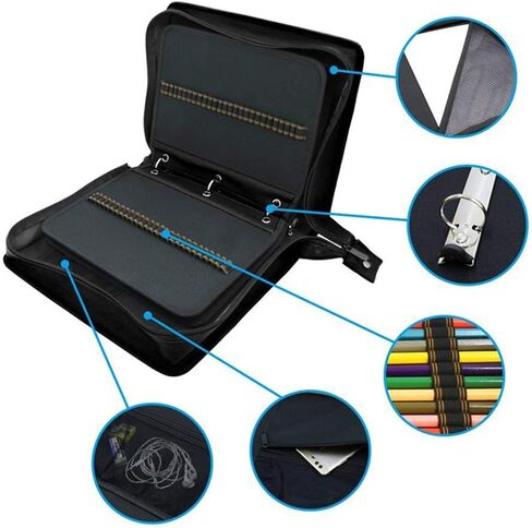 حقيبة مقلمة ملونة من جلد البولي يوريثان تحتوي على 180 فتحة من شولانر، حقيبة حمل ذات سعة كبيرة لأقلام الرصاص الملونة المائية وأقلام كرايولا الملونة وأقلام ماركو وأقلام الجل (أسود، 180) in Kuwait