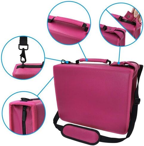 حقيبة مقلمة ملونة من جلد البولي يوريثان تحتوي على 180 فتحة من شولانر، حقيبة حمل ذات سعة كبيرة لأقلام الرصاص الملونة المائية وأقلام كرايولا الملونة وأقلام ماركو وأقلام الجل (أسود، 180) in Kuwait