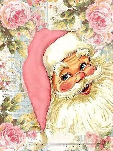 حفر كامل الماس اللوحة عيد الميلاد سانتا كلوز زهرة الوردي بواسطة مجموعات الأرقام، 5D DIY الماس التطريز حجر الراين عبر غرزة لوحات الفسيفساء الفنون الحرفية لديكور جدار المنزل (12X16 بوصة / 30X40 سم) in Kuwait