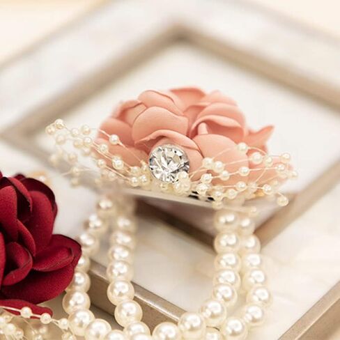 mollensiuer 4 Pieces Elastic Pearl Wrist Bands Wristlets Corsage Accessories Stretch Pearl Wedding Wrist Corsages DIY Decorate Accessories for Wedding Prom Bride Handmade Corsage in Saudi Arabia