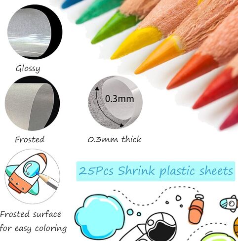 DERERSTE Shrink Plastic Sheet Kit,180 Pcs A5 Heat Shrinky Art Crafts Set, Include 25Pcs Shrink Art Film Paper and 155 Accessories for Creative Art Craft DIY Ornaments Keychains in Kuwait