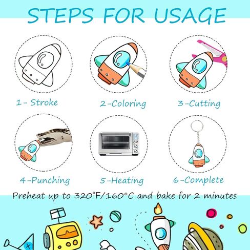 DERERSTE Shrink Plastic Sheet Kit,180 Pcs A5 Heat Shrinky Art Crafts Set, Include 25Pcs Shrink Art Film Paper and 155 Accessories for Creative Art Craft DIY Ornaments Keychains in Kuwait