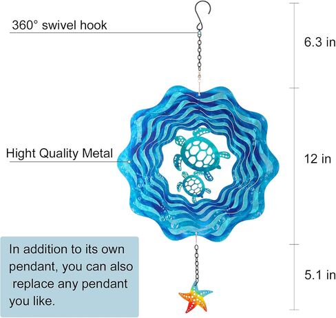 Wind Spinners Hanging, 12 Inches 3D Kinetic Hummingbird Wind Spinner for Yard and Garden Decor Stainless Steel Indoor Outdoor Decor Laser Cut Art Garden Metal Wind Sculptures & Spinners Decorations in Saudi Arabia