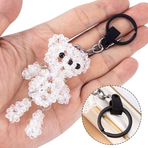OIIKI 100 Sets Keychain Rings for Crafts, Round Split Key Rings, Metal Keychain Connector with Clear Plastic Snap Tabs, Blanks Key Rings Jump Rings for DIY Crafts Jewelry Making Bulk in Kuwait