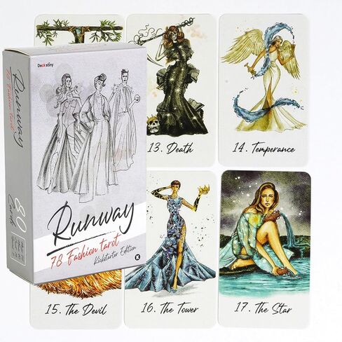 Atesswy Runway Tarot Deck - 78 بطاقة من الحدس العصري والبريق الخالد، إصدار الجيب (4.06 بوصة × 2.36 بوصة) in Kuwait