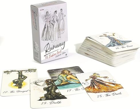 Atesswy Runway Tarot Deck - 78 بطاقة من الحدس العصري والبريق الخالد، إصدار الجيب (4.06 بوصة × 2.36 بوصة) in Kuwait