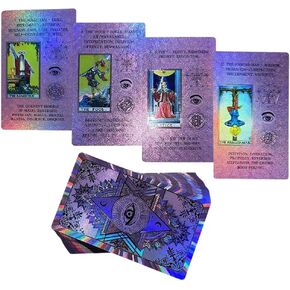 Tarot Cards Deck, Luxury Tarot Card Deck, Splendid Classic Tarot Deck, Durable Waterproof Gold Foil Tarot Decks for Beginners (Holographic Pink with Meanings on Cards) in Saudi Arabia