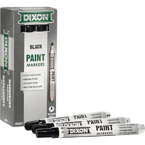 Dixon Industrial Paint Markers, Medium Tip, Box of 12 Markers, Black (80227)