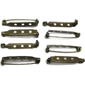 ALL in ONE Pin Back Clasp Brooch Findings for Badge Insignia, Citation Bars, Making Corsage, Name Tags, Toy Pins and Jewelry Making (Antique Bronze 30mm-100pcs)