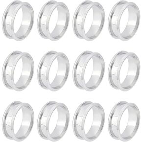 UNICRAFTALE 12Pcs Size 7 Stainless Steel Grooved Finger Ring with Velvet Pouches Blank Core Ring Hypoallergenic Metal Ring for Inlay Ring Jewelry Making in Kuwait