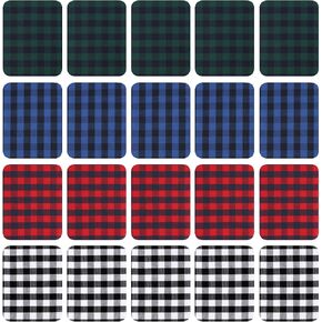 20 PCS Plaid Jean Patches for Ripped Jeans Iron on Patches for Clothes Jeans Inside Iron on Fabric Repair Patch for Pants Clothing 4 Styles 3.8x4.9 Inch in Kuwait