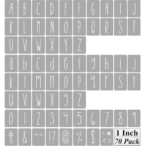 2 Inch Alphabet Letter Stencils for Painting - 70 Pack Letter and Number Stencil Templates with Signs for Painting on Wood, Reusable Skinny Letters Stencils for Chalkboard Wood Signs & Wall Art