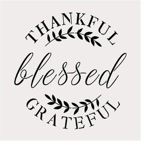 استنسل حروف كبيرة ممتنة ممتنة مباركة للرسم على الخشب والقماش والجدران والأرضيات والأقمشة والأثاث، ولافتات خشبية للطلاء، ديكور منزلي DIY، استنسل بلاستيكي قابل لإعادة الاستخدام (12 بوصة × 12 بوصة) in Kuwait